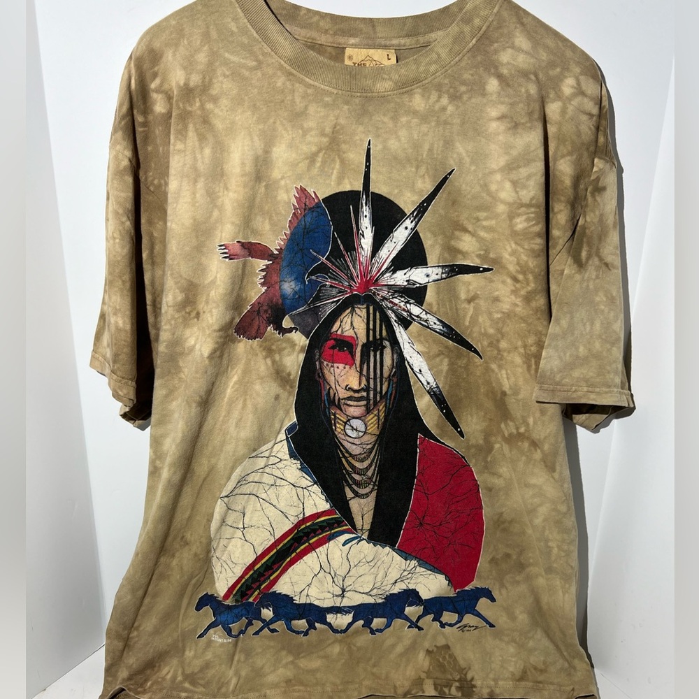 Vintage 1996 the‎ mountain large Gina gray native American Indian tie-dye shirt